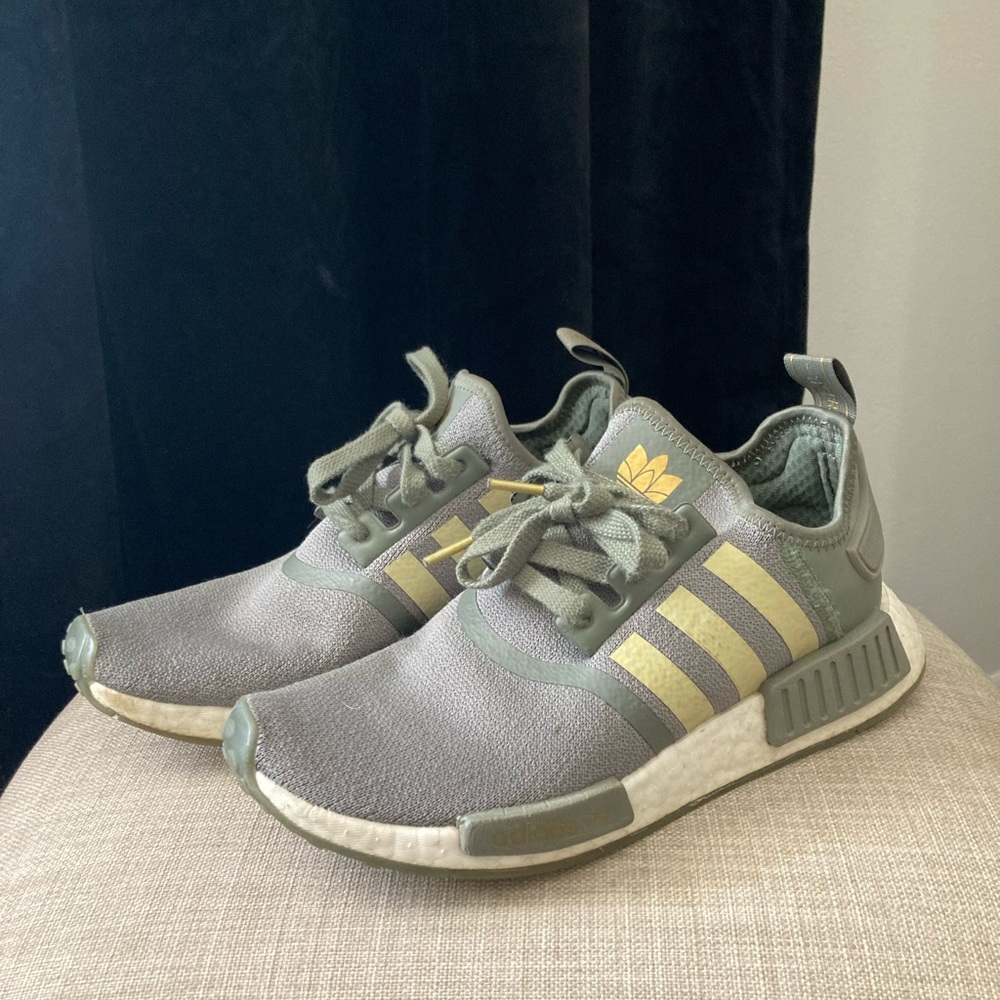 NMD_R1 Shoes / Army Green with gold accents